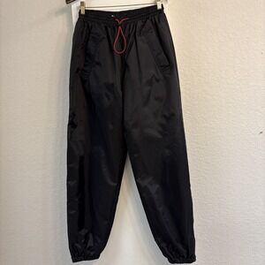 Vintage 90s Marlboro Black Nylon Fleece Lined Snow Pants Small Unisex EUC